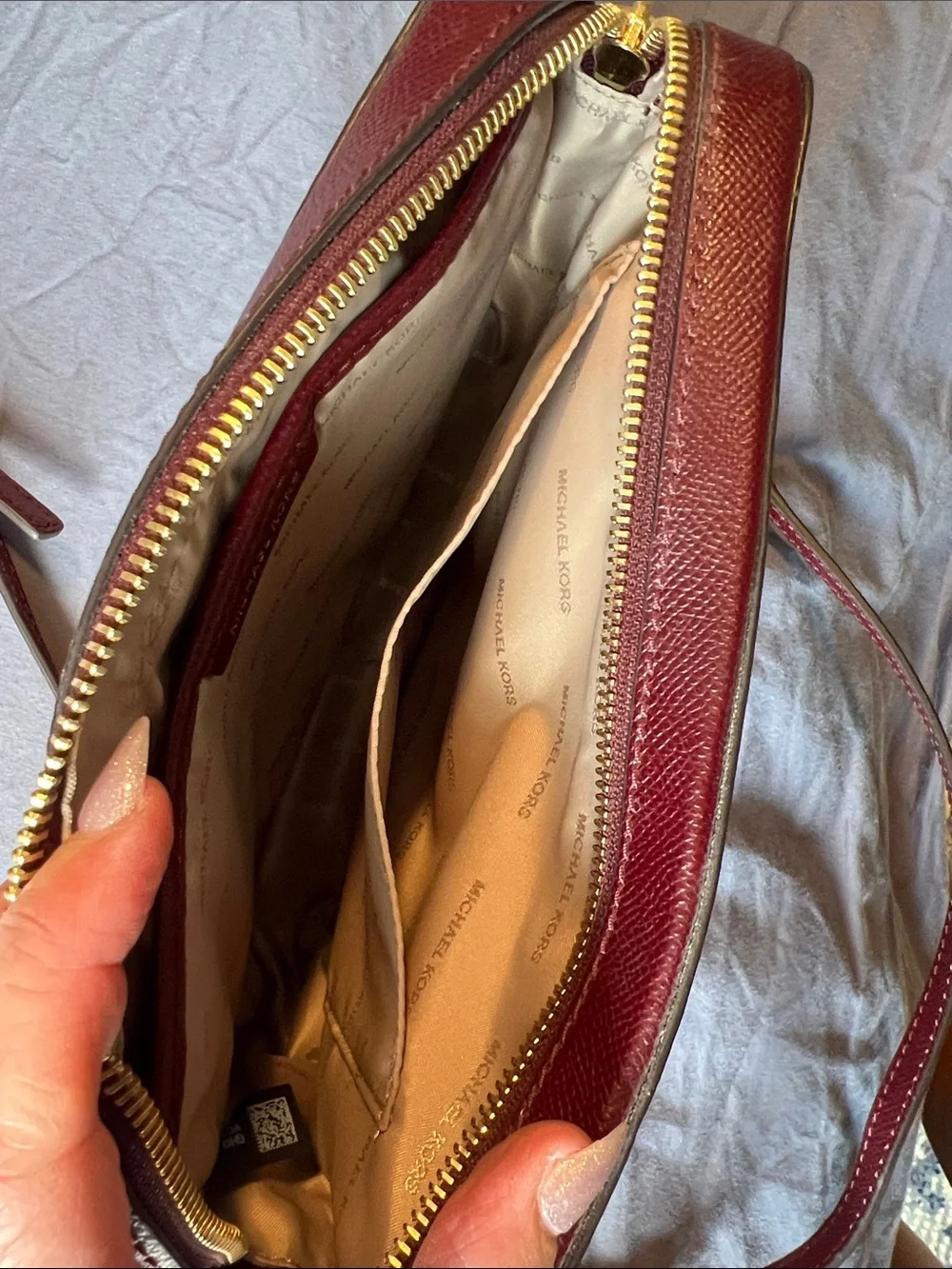 Michael Kors Wine Red Crossbody Bag with Gold Chain